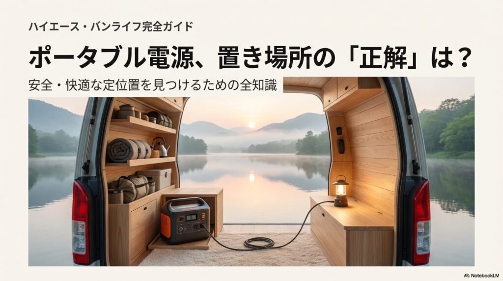 ハイエースのポータブル電源の置き場所でおすすめの定位置
