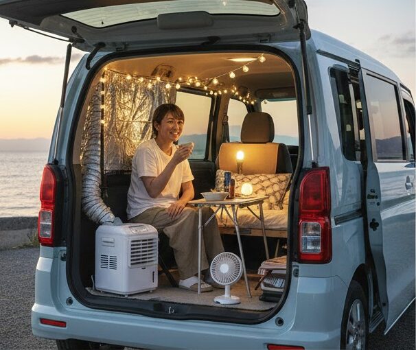 アイリスオーヤマのポータブルクーラーでの車中泊